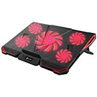 KLIM Cyclone Base Refrigerante para Port&aacute;til - Base de Refrigeraci&oacute;n Potente con 5 Ventiladores para Ordenador - Gaming Rojo [ Nueva 2019 Versi&oacute;n ]
