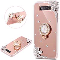 Galaxy Note 8&nbsp;m&oacute;vil, jawseu [brillantes Diamante Espejo M&oacute;vil] Samsung Galaxy Note 8&nbsp;Carcasa TPU Silicona Silicona Funda Carcasa Funda Case Cover [brillantes funda soporte anillo Holder], Lujo Brillante Shiny cristal flores diamantes revestimiento Mirror Espejo resistente al TPU Silicona Funda Carcasa Case Funda Silicona Crystal Case spiegelnd Make Up Protective Case Cover Funda Bumper para Samsung Galaxy Note 8