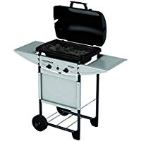 Campingaz Expert Plus Barbacoa gas piedra volcanica, parrilla gas con dos quemadores compactos y quemador lateral, 7 kW de potencia, parrilla de acero y mesas laterales