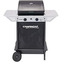 Campingaz Xpert 100 L Plus Rocky Barbacoa Gas para Piedra Volcanica, BBQ gas con 2 quemadores, 7.1kW de potencia, 2 Parrillas de acero cromado, 2 mesas laterales y rocas de lava
