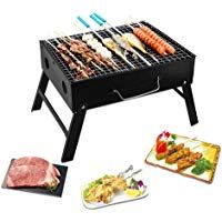 JTDEAL Barbacoa Port&aacute;til, Barbacoa Peque&ntilde;a de Carb&oacute;n Plegable de Acero Inoxidable Parrilla Port&aacute;til de Mesa con 4 Persianas de Ventilaci&oacute;n al Aire Libre para Acampar y Jard&iacute;n de Picnic (3-5 Personas)