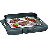 Bomann BQ 2243 CB Barbacoa el&eacute;ctrica con parrilla cromada 2000 W, Metal, Negro