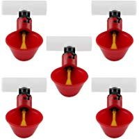 5Pcs bebedores autom&aacute;ticos de pollo bebederos bebederos de aves tazas de riego dispensadores de tazones de pl&aacute;stico rojo patios de pollo pato aves aves alimentador de agua para palomas gallina(20mm)