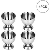 Hilai Copas de Huevo Conjunto de Acero Inoxidable Huevos Duros Huevos Duros y Soportes para Herramientas Bandeja Suave Incluyen 4 Huevos de Cocina