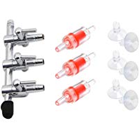 BornFeel Control de flujo de aire del acuario 10 en 1 Kit Distribuidores de v&aacute;lvula de aire de 3 v&iacute;as y 3 v&aacute;lvulas de retenci&oacute;n y 6 ventosas para bombas de tanque de peces
