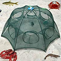 ZREAL 6 Agujeros de Malla de Pesca Plegable de Nailon Cangrejo Camar&oacute;n Red Trampa Cascada Dip Jaula de Pesca Cebo para Peces Minnow Crawfish