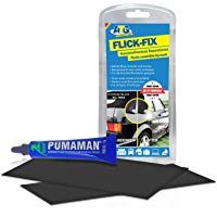 Juego de reparaci&oacute;n Flick Fix, de ATG, para cubiertas de pl&aacute;stico, piscinas, de color negro: reparaci&oacute;n de grietas, cortes y agujeros para cubiertas descapotables, lonas y cubiertas de pl&aacute;stico; el pegamento tambi&eacute;n se puede usar bajo el agua (por ejemplo, en cubiertas de PVC suave)