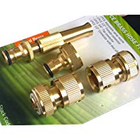 Juego de conectores r&aacute;pidos y boquilla de pulverizaci&oacute;n para manguera y grifo de jard&iacute;n Tech Traders, lat&oacute;n, 4 piezas