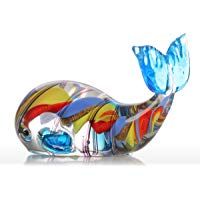 Tooarts - Colorido Ballena Diminuto - Estatua de Cristal Hecho a Mano Adorno de Cristal Regalo de Vidrio Ornamento Animal Decoraci&oacute;n de Casa Multicolores