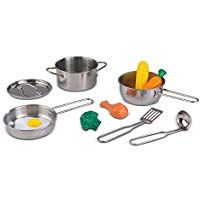 KidKraft 63186 Juego infantil de utensilios de cocina Deluxe, juego de imitaci&oacute;n para ni&ntilde;os con comida de juguete de aspecto realista