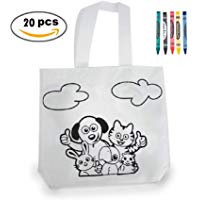 MIRVEN Lote 20 Bolsas para Colorear Ideal para Regalos de cumplea&ntilde;os, comuniones, colegios, guarder&iacute;as y Celebraciones. Bolsas Merienda y Almuerzos