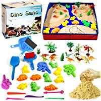 KiddosLand Arena M&aacute;gica de 3 lbs, Arena Play Sand Figuras de Dinosaurios y Criaturas prehist&oacute;ricas de Juguete Never Dry Molding Juguetes de Arena DIY Juguete de Interior para Ni&ntilde;os