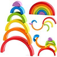 Lewo Juguetes Educativos Apilador de Arcoiris de Madera Puzzle de Anidamiento Grande Jugar Bloques Bloques de Construcci&oacute;n&nbsp;para Ni&ntilde;os Ni&ntilde;o Ni&ntilde;a