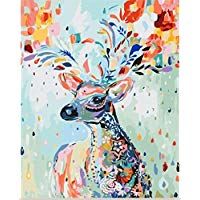 YXQSED Pintura por n&uacute;meros para Adultos DIY Pintura al &oacute;leo Kit con Pinceles y Pinturas para Ni&ntilde;os Seniors Junior -Sin Marco -Cervatillo de Color 16x20 Inch