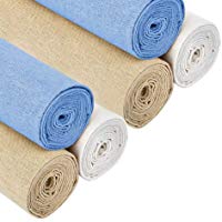 6 piezas de tela de lino natural para confecci&oacute;n, 3 colores para hacer prendas de vestir, 20 pulgadas de lino Fabraic para tapicer&iacute;a, decoraci&oacute;n de macetas y mantel, color azul, beige, blanco