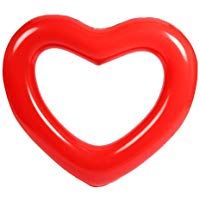 Pioneer Clan Anillo hinchable para nadar, dise&ntilde;o de coraz&oacute;n, juguete divertido para adultos o ni&ntilde;os, rojo, 35.43 Pulgadas