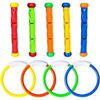 Fullsexy YHmall 9 Piezas Juegos Piscina de Jueguetes Piscina para Bucear Palos y Anillo de Buceo para Ni&ntilde;os