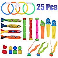 25 Piezas Juguetes Piscina Juguetes de Buceo, Juguete Divertido Buceo Conjuntos de Juegos de Agua, Buceo Juguetes para Piscina Nataci&oacute;n Subacu&aacute;tica Verano Juegos para ni&ntilde;o