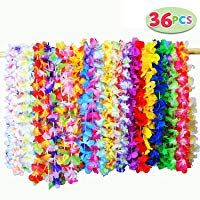 JOYIN 36pcs Collares Hawaianos Fiesta&ensp;Venda del Partido Hula Hawaiian Lei Flor Guirnalda para Luau Summer Playa Tema Fiesta