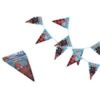 PEQUEFIESTA 00319; Banderin Spiderman, Ideal para Fiestas y cumplea&ntilde;os; ; bander&iacute;n 23x29 cm; Dimensiones 2,30 Metros lineales.