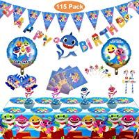 Magichui Conjunto de 115 Piezas Shark Party Supplies Set, Shark Baby Birthday Decoration, Shark Party Decoration, Children Carnival Party Supplies Decoration (Azul)