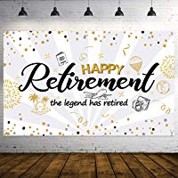 Decoraci&oacute;n de Fiesta de Jubilaci&oacute;n, Cartel de Se&ntilde;al Dorado y Negro de Tela Extra Grande, Pancarta de Happy Retiremente Pancarta de Fondo de Fotos