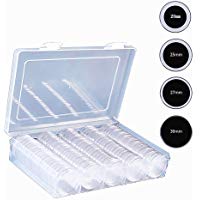 Jiusion 100 unidades cajas de pl&aacute;stico EVA para contenedores, c&aacute;psulas redondas con 1 caja organizadora de almacenamiento y 100 juntas de espuma protectora para colecci&oacute;n de monedas de 20/25/27/30mm