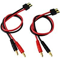 OliYin 2pcs Male Traxxas TRX Connector to 4.0mm Gold Plated Banana Plug with 14awg Silica Gel Charge Cable L 300mm 11.8in(Pack of 2)