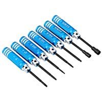 7pcs Kit Herramientas Destornillador Hexagonal Reparaci&oacute;n para Rc Transmisor de Coche Helic&oacute;ptero Color Azul