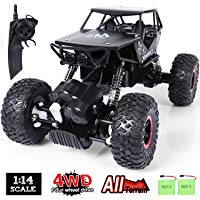 SGILE 1:14 Coche Teledirigido, 2.4 GHz 4WD RC Cami&oacute;n Monstruo de Todo Terreno, con 2 Bater&iacute;as Recargables, Ni&ntilde;os, Negro