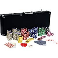 Maxstore Ultimate Black Edition Pokerset, 500 Chips de l&aacute;ser 12 Gramos n&uacute;cleo de Metal, 100% Tarjetas PL&Aacute;STICAS,p&oacute;ker, Conjunto, fichas de p&oacute;quer, Maleta, fichas