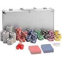 TecTake Malet&iacute;n de P&oacute;ker Aluminio con fichas l&aacute;ser Poker Chips | Plateado | Incl. 5 Dados + 2 Barajas de Cartas + 1 ficha de Dealer (300 Pieza | Plateado | no. 402557)