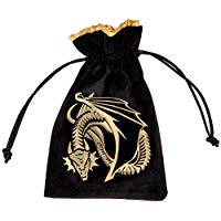 Qworkshop Drag&oacute;n Negro y Oro Terciopelo Bolsa de Dados