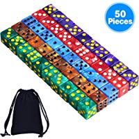 AUSTOR 50 Piezas 6 - Sided Dice Set, 5 x 10 Colores Perla Square Corner Dados con Free Velvet Bolsas para Tenzi, Farkle, Yahtzee, Bunco o la ense&ntilde;anza de Las matem&aacute;ticas