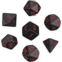 Dados Poli&eacute;dricos Set de 7-Dados para Dungeons y Dragons con Bolsa Negra (Negro)