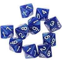 10pcs Juegos de Mesa Dados de Diez Caras 0~9 D & D TRPG - Azul