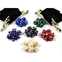 shibby 42 dados poli&eacute;dricos en Multicolor para juegos de rol y mesa, incluye bolsa