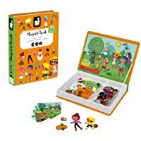 Janod- MAGNETI'BOOK 4 Estaciones Juego Magnetibook, Color Naranja (Juratoys J02721)