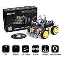 OSOYOO Arduino Robot Car Kit UNO R3 4WD WiFi Bluetooth IR Line Tracking DIY Car Set Engineering Fair Education Android iOS Remote Control Electronic Learning Kit with Video Tutorial