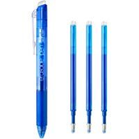 Ezigoo Bol&iacute;grafo Borrable Azul- Bol&iacute;grafo de Fricci&oacute;n Retr&aacute;ctil con Clip Bot&oacute;n y Punta 0.7 mm (paquete de 1 bol&iacute;grafo y 3 recambios) &ndash; 9BL808 &hellip;