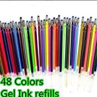 lzndeal 48&nbsp;pcs/conjunto Fournitures scolaires papeler&iacute;a Gel Tinta Recargas bol&iacute;grafo ne&oacute;n Glitter bocetos dibujo rotuladores