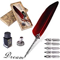 VABNEER Pluma de Inmersion Pluma Antigua Escritura Metal Pluma de Caligraf&iacute;a Para uso personal, regalo ejecutivo y decoraci&oacute;n de escritorio antigua (con tinta)