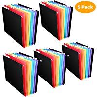 Carpeta colgante 35 Bolsillos, Fabricada con el plastico, Resistente al agua y duradero, Carpetas Clasificadora/Archivador para caj&oacute;n, con 40 pesta&ntilde;as, A4 Colores Documentos Organizador (Caja de 5)