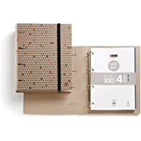 Miquelrius 20279 - Carpeta bloc notebook ecotriangles m (DIN A4, 210 x 297 mm, 100 hojas de 80 g/m&sup2;, 4 anillas tipo D de 35 mm)