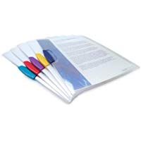 Rapesco Documentos - Portadocumentos transparentes A4 con clip en colores variados, 5 unidades