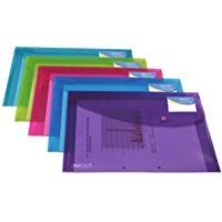 Rapesco documentos - Carpeta portafolios A4+ con soporte para tarjeta, colores trasl&uacute;cidos. 5 unidades