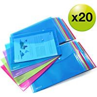 Rapesco Documentos - Carpeta portafolios A4+ horizontal, en varios colores trasl&uacute;cidos, 20 unidades, polipropileno, foolscap