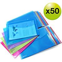 Rapesco Documentos - Carpeta portafolios A4+ horizontal, en varios colores trasl&uacute;cidos, 50 unidades, polipropileno, foolscap
