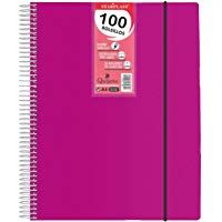 182017FU - Carpeta espiral flexible con 100 fundas transparentes, tama&ntilde;o A4, cierre de goma el&aacute;stica, tapas de polipropileno color (Fucsia)