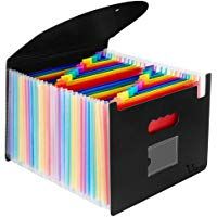 Uquelic Ampliable Carpetas Plastico- A4 Carpeta Clasificadoras de Espacio Grande con 24 Bolsillos File Organizer con Tapa de Oficina en Hogar de Documentos de Archivos de Acorde&oacute;n